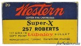 Western Super-X 257 Roberts Ammo 117 Grain Lubaloy 19 Rds 1930's - Image 1 of 7