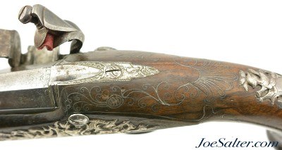 Exquisite Pair Silver-Mounted Pair of British Flintlock Traveling Pistols by William Holden of London - Image 14 of 15