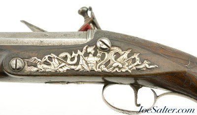 Exquisite Pair Silver-Mounted Pair of British Flintlock Traveling Pistols by William Holden of London - Image 9 of 15