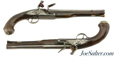 Exquisite Pair Silver-Mounted Pair of British Flintlock Traveling Pistols by William Holden of London - Image 1 of 15