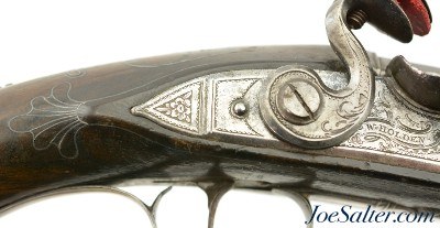 Exquisite Pair Silver-Mounted Pair of British Flintlock Traveling Pistols by William Holden of London - Image 4 of 15