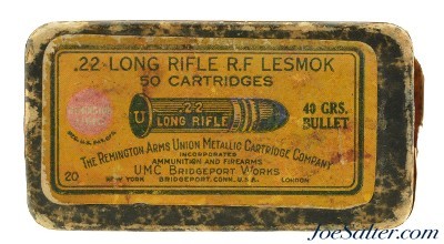 Remington UMC 22 LR Ammo Full Box 2nd Rem/UMC Logo Issues Post WWI - Image 1 of 7