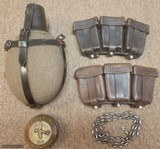 Two K98Ammo Pouches 1939 &1940, Like New WWII Aluminium German Canteen HRE/40, K98 Cleaning Chain, Compass - 1 of 15