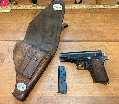 WWII Hungarian Femaru Fegyver FEG 37M .380 ACP Semi-Auto Pistol with Holster + 2 Magazines