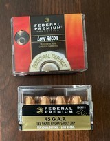 Federal .45 GAP 185gr Hydra-Shok JHP Personal Defense Low Recoil Ammunition - two 20-rd boxes (40 rounds total) - 1 of 1