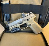 Excellent Condition Pre-owned FN 509 Tactical FDE w/ Trijicon RMR, Threaded Barrel, Suppressor Height Night Sights and 2 High Capacity Magazines - 2 of 14