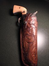 Vintage S.D. Myres Floral carved single action holster. - 5 of 6