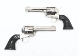 Colt SAA 3rd gen consec. pair 4 3/4" nickel with action jobs - 1 of 9