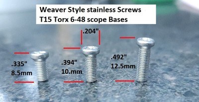 Screws Scope Base Cap and Weaver Style Screws Stainless 6-48 - Image 2 of 2