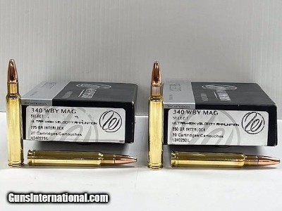 Weatherby Select 340 Weatherby Mag 225gr. and 250gr. Factory New!
