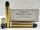 20 Rounds Load-X 45-90 Win. 400 Grain RNFP 1550fps New! - 1 of 5