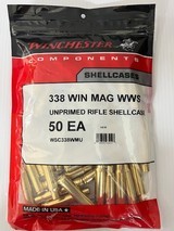 New! Winchester 338 Win Mag Brass 50 Count Factory Sealed Bag - 1 of 1