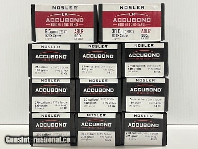 Nosler Accubond & Accubond Long Range Bullets in Multiple Calibers New!