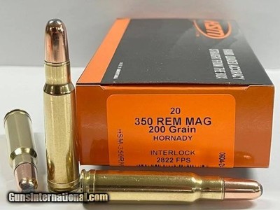 HSM 350 Remington Mag 200 Grain Hornady Interlock 20 Round Boxes Factory New!