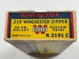 Winchester Super Speed .219 Win. Zipper 56gr HP Nice Clean Ammo - 3 of 11