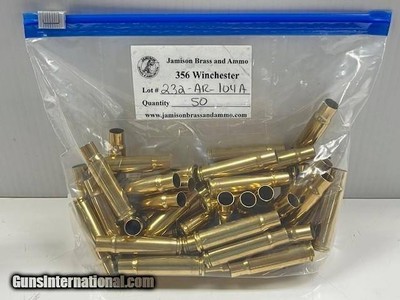 NEW! Winchester & Jamison 356 Win Brass 50 Count Bags Nice Clean Brass