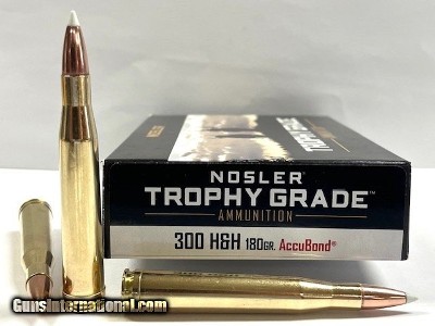 New! Nosler Trophy Grade 300 H&H Magnum 180gr AccuBond 20 Round Box