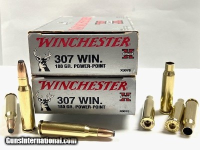 Winchester 307 Win 180gr Power Point Ammo & New Brass