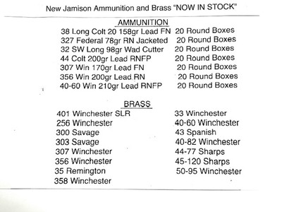 New! Jamison Ammunition and Brass Available in Hard to Find Calibers Take a Look!