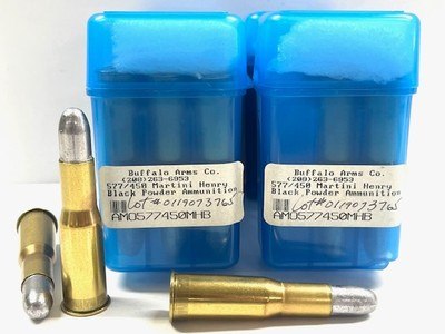 Buffalo Arms 577/450 Martini-Henry 480 Grain RN Lead Black Powder Factory Loaded 40 Rounds