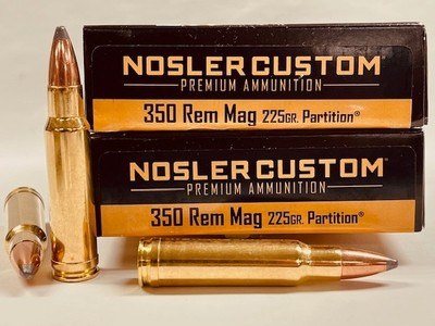 Nosler Custom 350 Rem Mag 225gr Partition 40 Rounds in Factory Sealed Cases