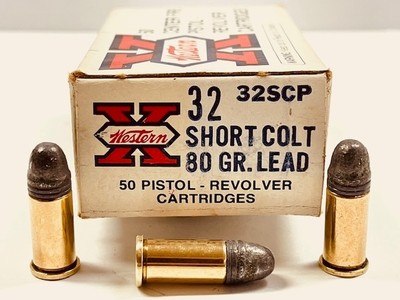 Winchester Western 32 Short Colt 80 gr Lead 50 Round Factory Loaded Box Nice!
