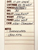 45-75 Winchester(WCF) 390 Grain RNFP Lead Smokeless Precision Hand-Loaded in Virgin Jamison Brass 20 Rounds - Image 6 of 6