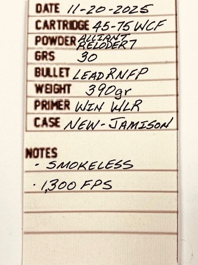 45-75 Winchester(WCF) 390 Grain RNFP Lead Smokeless Precision Hand-Loaded in Virgin Jamison Brass 20 Rounds - Image 6 of 6