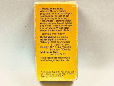 Remington 22 Winchester Automatic 45 Grain Solid Point 50 Round Box Nice Clean Ammo - Image 3 of 5