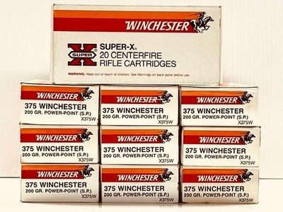 Winchester 375 Win 200gr Power-Point 20 Round Box Same Lot# Excellent Condition - Image 1 of 6