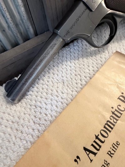 1937 Colt Woodsman in box, papers, 2 tone mag - Image 11 of 17