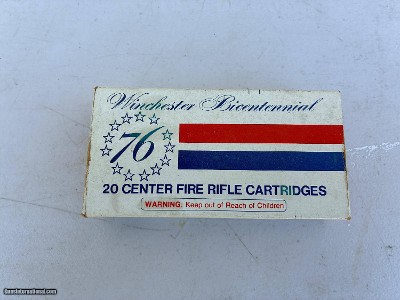 Winchester bicentennial 76 30-30 150 grain silvertip cartridges.