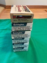 Remington Hornady 308 Marlin express factory ammo.
