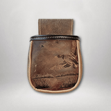 Small Leather Shell Bag with Custom Art Work and Belt - 1 of 4