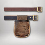 Small Leather Shell Bag with Custom Art Work and Belt - 3 of 4