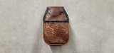Handmade Leather Double Shell Bag with Cowhide Embossed Ostrich Front | Premium Shotgun Ammo Pouch USA