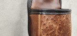 Handmade Leather Double Shell Bag with Cowhide Embossed Ostrich Front | Premium Shotgun Ammo Pouch USA - 4 of 5