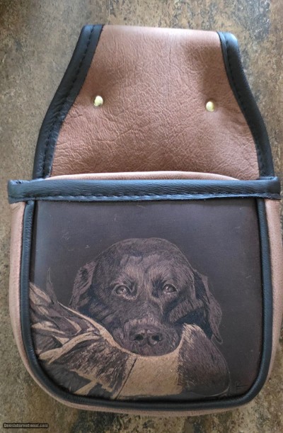 Double Leather Shell Bag with Custom Dog Artwork– Belt Loop Back – Handmade USA - Image 3 of 5