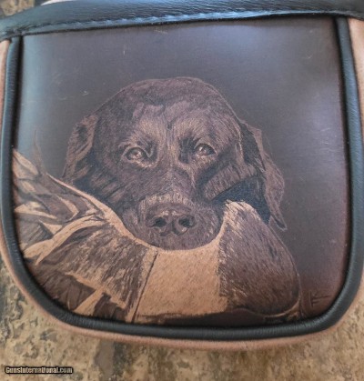 Double Leather Shell Bag with Custom Dog Artwork– Belt Loop Back – Handmade USA - Image 4 of 5