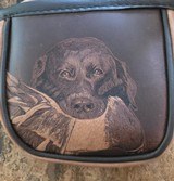Double Leather Shell Bag with Custom Dog Artwork– Belt Loop Back – Handmade USA - 4 of 5