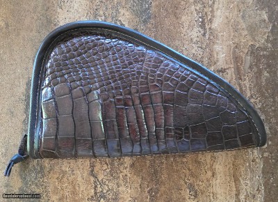 Genuine Alligator and Cowhide Leather Large Pistol Case – Sherpa Lined with YKK Zipper