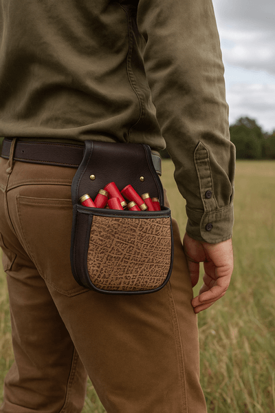 Elephant-Embossed Leather Double Shell Bag – Handmade Cowhide Shotgun Pouch