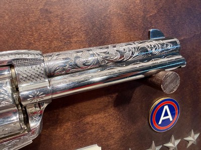 Uberti American Historical Foundation SAA General Patton .45 LC w/ Display Case, Box and Leather Holster - Image 8 of 22