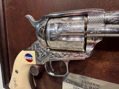 Uberti American Historical Foundation SAA General Patton .45 LC w/ Display Case, Box and Leather Holster - Image 7 of 22