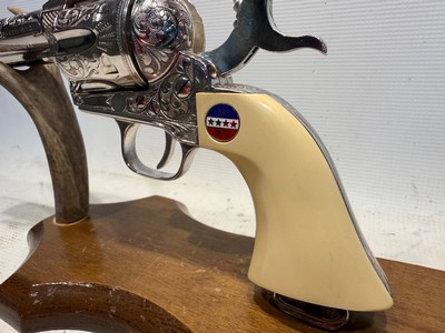 Uberti American Historical Foundation SAA General Patton .45 LC w/ Display Case, Box and Leather Holster - Image 12 of 22