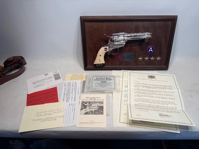 Uberti American Historical Foundation SAA General Patton .45 LC w/ Display Case, Box and Leather Holster - Image 3 of 22