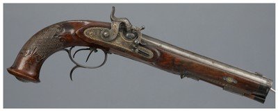 W. & H. Spangenberg Double Barrel Percussion Pistol