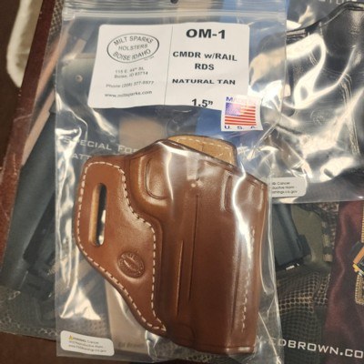 Milt Sparks OM 1 for 1911 Commander Railed RDS Tan 1.5" loops