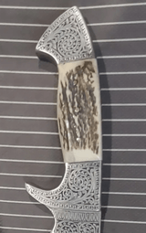 Sterile Stag handled Custom fighting knife, hand engraved - 9 of 12