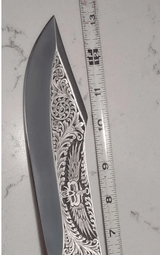 Sterile Stag handled Custom fighting knife, hand engraved - 8 of 12
